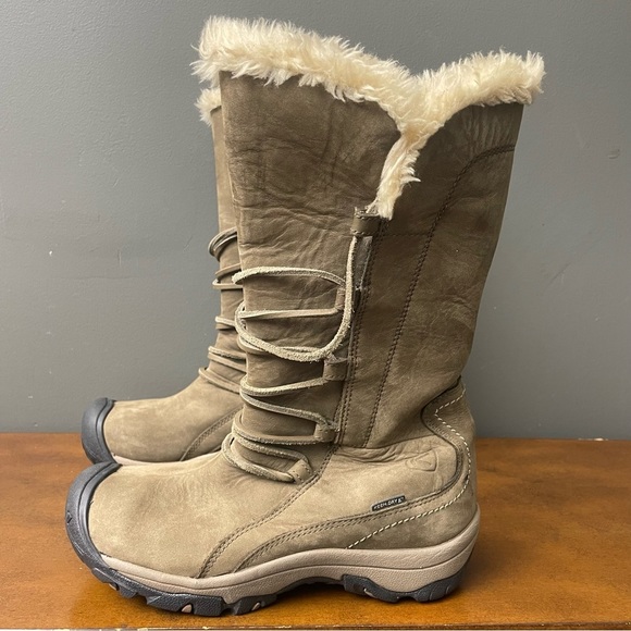 Keen Boots Womens 6 Brighton Brown Gray Leather Tall Waterproof Insulated - Picture 6 of 6